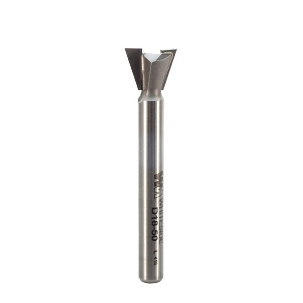 Whiteside D18-50 1/2" CD X 2 Wing X 3/8" CL X 18° Angle X 1/4" SHK Carbide Tipped Dovetail Router Bit