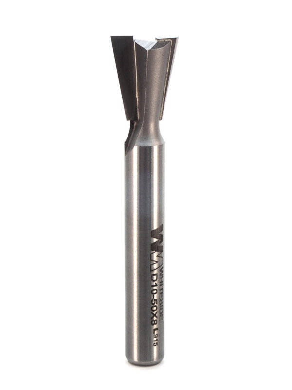 Whiteside D10-50x8 1/2" CD X 2 Wing X 5/8" CL X 10° Angle X 8mm SHK Carbide Tipped Dovetail Router Bit