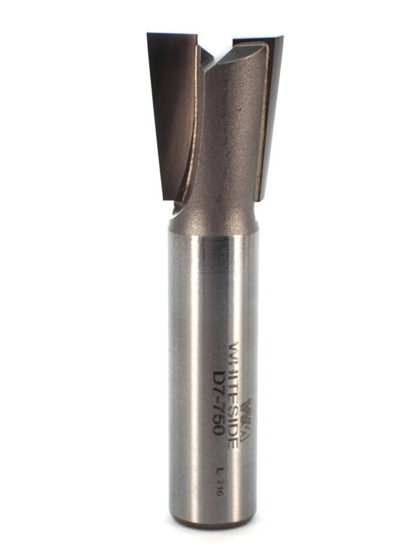 Whiteside D7-750 3/4" CD X 2 Wing X 7/8" CL X 7° Angle X 1/2" SHK Carbide Tipped Dovetail Router Bit